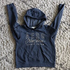Aeropostale Navy Hooded Pullover with Script Logo